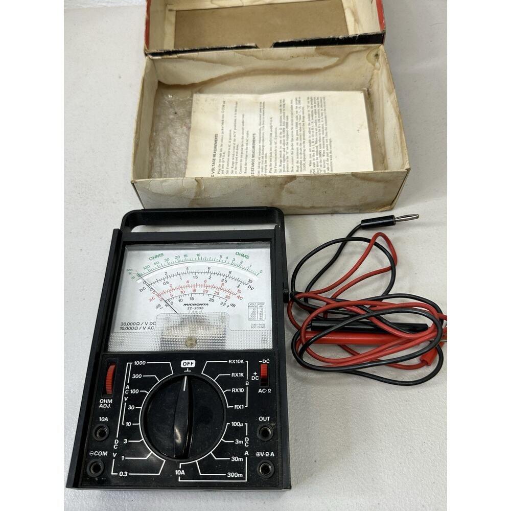 Radio Shack Micronta cat. no 22-203B 30,000 ohms/volt multimeter in box & Manual